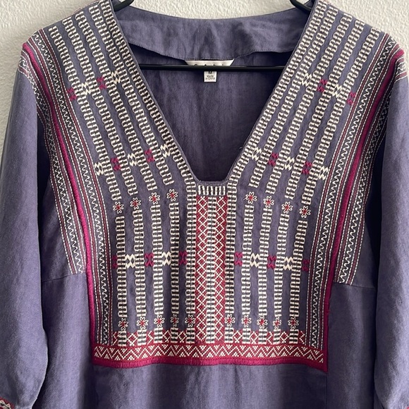 CABi Embroidered Linen Tunic Top Size Medium - Picture 2 of 8